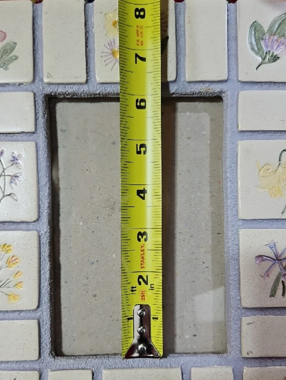 Handpainted Floral Ceramic Tile Inlay Photo Picture Frame